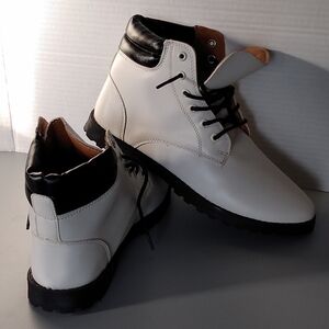 White Ankle Lace up Boots